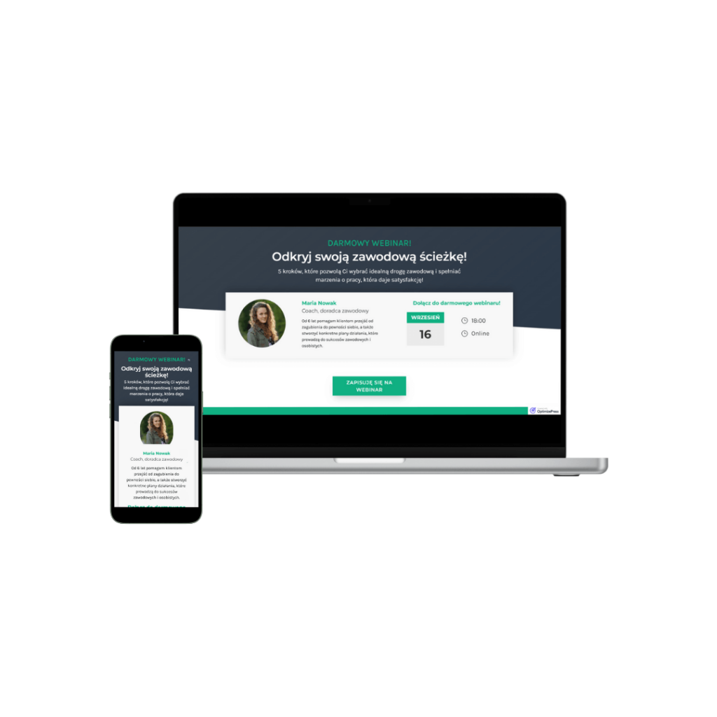 Landing Page webinar zawodowa ścieżka