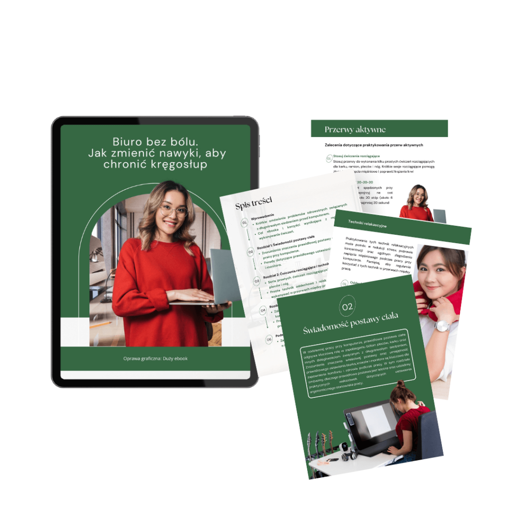 oprawa graficzna ebooka jak dbać o kręgosłup w biurze