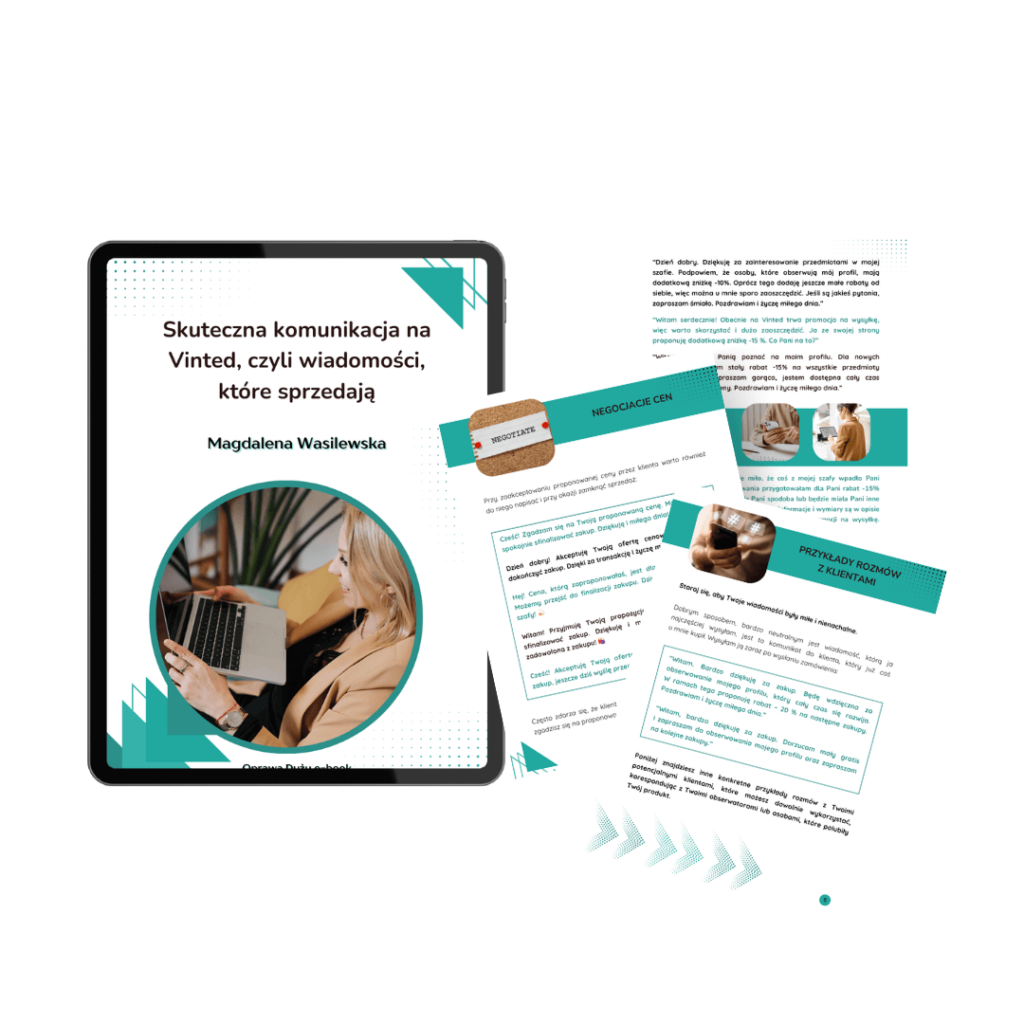 oprawa graficzna ebooka wiadomości na vinted