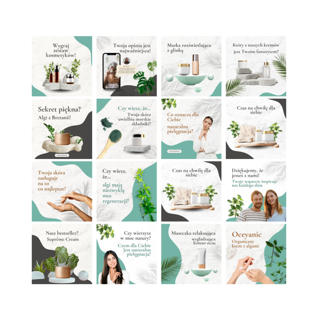 Siatka na FB posty dla kosmetyków naturalnych